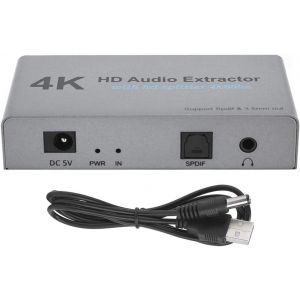 Extracteur Audio HDMI 4K 60Hz Spiltter,HDMI vers 2 HDMI + stéréo 3,5 mm + SPDIF Optique Toslink,Adaptateur Audio HDCP1.4 DVI1.0 pour Lecteur Blu-Ray Pro HDTV - Neuf