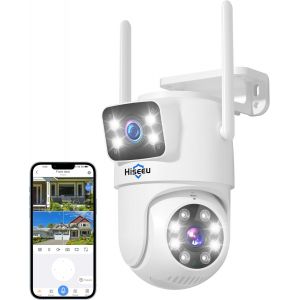 CHECARZHN--NO1-Double Objectif & 8X Zoom Numérique 3Mp Caméra Surveillance Wifi Exterieure, 2,4/5Ghz Wifi Caméra Ip Détection Humanoïde Suivi Auto 355° 90° Vision Nocturne Couleur Travailler Avec Kit - Neuf