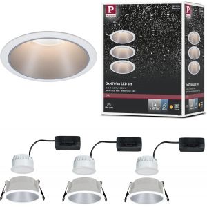 Paulmann 93406 LED spots encastr&eacute;s Cole rond incl. 3x6,5 watts gradable projecteurs encastr&eacute;s Blanc, Dor&eacute; mat Lampe encastr&eacute;e plastique, Alu zinc Spot pour plafond 2700 K - Neuf