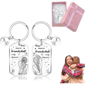 Kal-Cadeau Meilleure Amie Femme,2 Pcs Porte-Cl&eacute; Meilleure Amie -Cl&eacute;s En Inox Avec Pendentif Coeur Et Inscription &iquest; Cadeau Pour Amies, Femmes, Filles &iquest; Coffret Cadeau Incl - Neuf