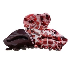 Promotion ! Pince Crabe Créateur 'arégonde' Rouge (Strass) - 75x40 Mm - Neuf