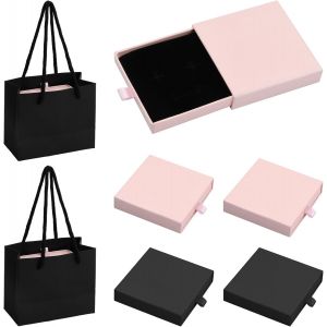 Coffret Cadeau Bijoux, 4 Papier Kraft Coffrets Cadeaux Avec 2 Sacs Cadeaux, Boîte À Bracelets Boîte À Collier Boucle D'oreille, Boite Cadeau Pour Anniversaire Valentin Mariage - Neuf