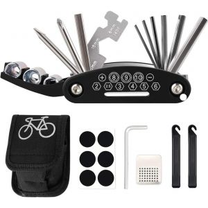 Kit De Réparation De Vélo, Trousse D'outils De Vélo,It Réparation Vélo Sacoche De Selle Et Rustine Vélo, Kit Velo Comprenant 16 En 1 Multi-Outils, Outdoor, Camping.[F1034] - Neuf