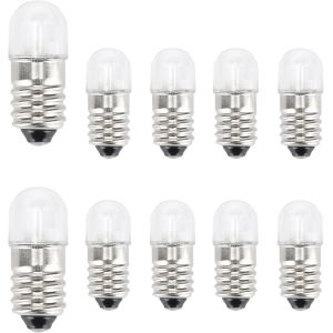 Kal-Ampoules Led Dc E10,10pcs E10 Ampoules De Remplacement Led Miniatures À Vis 0.5watts 65lm (Jaune, 3v) - Neuf