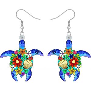 Kal-Acrylique Boucles D'oreilles Grand Requin Blanc Méduse Tortue Dangle Bijoux Animaux Marins Cadeaux - Neuf