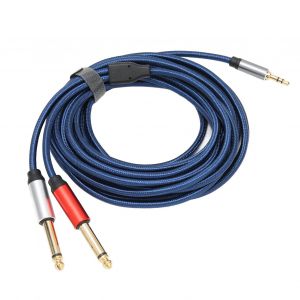 Cable audio stereo 3,5 mm male vers 2 x 6,35 mm mono male pour lecteur DVD, TV, MP3 - Neuf