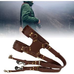 Bandouli&egrave;re Pour Appareil Photo Bandouli&egrave;re R&eacute;glable En Cuir &Agrave; Double Harnais R&eacute;glable En Cuir Pour Appareil Photo[Z2434] - Neuf