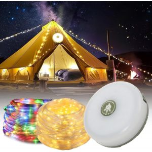 Jgd-Guirlande Lumineuse De Camping Enroulable, Avec 5 Modes D'&eacute;clairage Led, 10 M, R&eacute;cup&eacute;ration 30 Secondes, Charge Usb, &Eacute;tanche, Portable, Enroulable, Pour Le Camping - Neuf