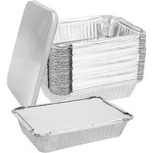 Ulteronixshop-Lot De 100 Barquettes En Aluminium Avec Couvercle - 800 Ml - 21 X 14 X 5 Cm - Jetables - Pour La Cuisson, La Cuisson, Le Barbecue, Le Stockage Des Aliments - Neuf