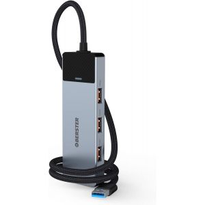 TTA-Hub USB 3.2 gen 2 avec 4 Ports USB A, Câble 50cm, USB 3.2 Gen 2 10 Gbps High Speed Multiprise USB Type A Extendeur Multi-Ports USB Répartiteur avec 4 Ports USB A pour PC Portable MacBook - Neuf