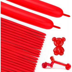 SJZG-Ballon Long &Agrave; Sculpter - 100 Pcs Pour Anniversaire, Mariage, Bapt&ecirc;me - Rouge, Gonflable, Animaux, Joyeux Anniversaire - Ballons &Agrave; Modeler - Neuf