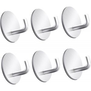 Lot De 6 Crochets Auto-Adhésifs Très Résistants Pour Accrocher Manteaux,Serviettes - Argenté - Neuf
