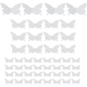8 Pièces Combinaison De Papillon Scintillants Bricolage Stickers Muraux De Papillon Autocollants Amovibles Vifs Avec 3 Tailles Différentes (Argent) - Neuf
