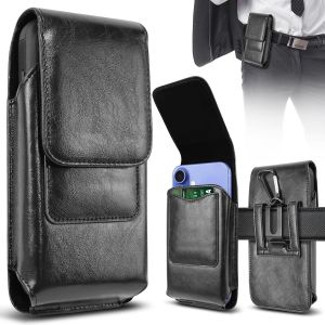 TRAHOO-&Eacute;tui de Ceinture en Cuir pour T&eacute;l&eacute;phone Portable iPhone 16 Pro Max, 15 Pro Max, 14, 13, 12, 11, X & Samsung Galaxy S24 Ultra, S23, S22, A15, A35 - &Eacute;tui de T&eacute;l&eacute;phone Portable avec Clip Ceinture - Neuf