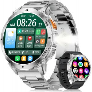 Montre Connect&eacute;e Homme Avec Appels Bluetooth Et &Eacute;cran Amold 1.62"", Ip68 &Eacute;tanche Et Batterie 730Mah Smartwatch Avec 110 Modes Sportifs/Fr&eacute;quence Cardiaque/Spo2/Sommeil Moniteur Pour Android Ios,Argen - Neuf