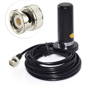 Wlaniot Antenne Voiture Antenne VHF/UHF Double Fr&eacute;quence Base Magn&eacute;tique Antenne 9cm Connecteur C&acirc;ble RG58 5M Gain 2,5/3dB pour Stations Radio Mobiles Automobiles, Scanners BC75XLT Et BC125AT - Neuf