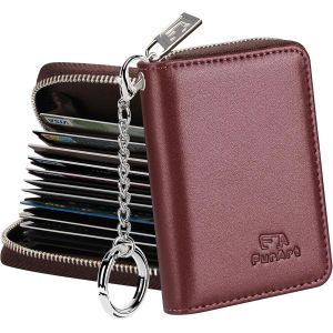 KALANKA-Portefeuille pour cartes de crédit, porte-cartes à fermeture éclair pour femme, blocage RFID, porte-clés, taille compacte, Bordeaux nacré, Classique - Neuf