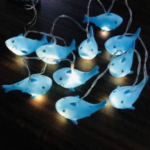 KAL-10 Led Enfants Chambre Animaux Guirlande Lumineuse Pour Vacances Mur Fenêtre Arbre Fête Cour Jardin Salon Dortoir Décoratif Squeeze Son Grinçant (Requin, 5.4Ft/10Led) - Neuf