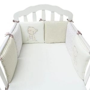 Tour De Lit Bébé Qianle - Pare-Choc 6 Pièces 30x30cm En Coton Mélangé - Couleur Beige - Neuf