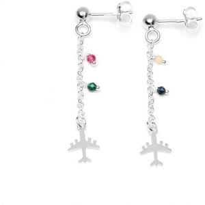 Chenquansarl-Boucles D'oreilles Avec Avion En Argent 925 Et Zircons &iquest; Id&eacute;e Cadeau Sp&eacute;ciale Pour Femme Voyageuse Et Ceux Qui Aiment Les Voyages &iquest; Boucles D'oreilles Femme Sans Nickel (Modell Chicago) - Neuf