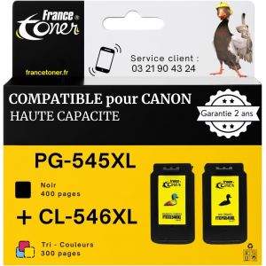 545Xl 546Xl- Cartouche Compatible Avec Canon Pg-545 Cl-546 Xl, Pour Encre Canon 545 546 Noir Couleurs - Pour Mg 2400 2450 2455,Pixma Ip2800 Ip2820 Ip2850 (545Xl 546Xl Noir Et Couleurs) - Neuf