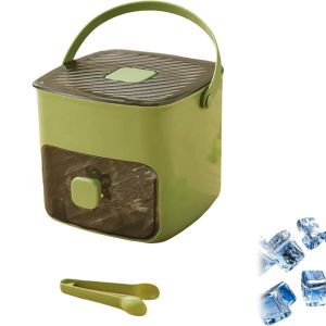 Ulteronixshop-Machine &agrave; gla&ccedil;ons &agrave; Pression, 48 Compartiments Appuyez sur Type Ice Cube Maker, Bac &Agrave; Gla&ccedil;ons Pour Cong&eacute;lateur Avec R&eacute;cipient, R&eacute;utilisable pour les Cocktails et le Jus de Caf&eacute; (Vert) - Neuf