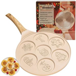 Subzonal-Po&ecirc;le Pour Pancakes De No&euml;l, Double Couche Antiadh&eacute;sive, Convient Pour Induction, Gaz, Vitro Et &Eacute;lectrique, Frigideira Panquecas, Design De No&euml;l, Cadeau Id&eacute;al, 7 Pancakes, 26 Cm, Beige - Neuf