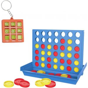 Sansh-Puissance 4 - Comprend 6 Jetons De Rechange, Et 2 Pendentifs Tic-Tac-Toe - Pour Jouer En Famille Et Amuser Les Enfants Dès 3 Ans, Un Classique Intemporel - Neuf