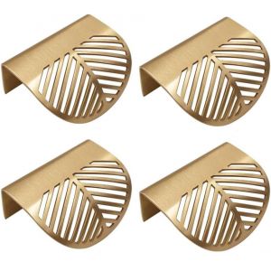 YUJTG-Poignet Meuble Doré, 4 Pièces Forme des Feuilles Cabinet Laiton Poignées, Bouton d'Armoires en Métal Dissimulées, pour Armoire Cuisine - Neuf