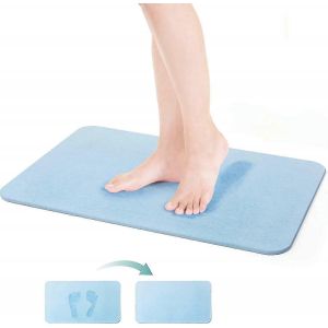 60 * 39 * 0.9 Tapis De Bain En Diatomite Antidérapant,Absorption Maximale,Naturel Et Sain,Tapis De Douche À Séchage Rapide,Bleu - Neuf