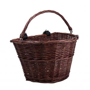Panier De Velo En Osier Et Rotin Avec Poignee Avant Pour Velos Electriques, Marron, 35 X 26 Cm - Neuf