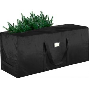 Ulteronixshop-Grand sac de rangement pour sapin de No&euml;l avec poign&eacute;es et fermeture &eacute;clair &eacute;l&eacute;gante, noir en poly&eacute;thyl&egrave;ne tiss&eacute; imperm&eacute;able, pour sapin de No&euml;l, 127 x 40,6 x 50,8 cm - Neuf