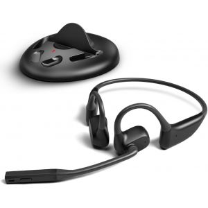 Lingo N21 - Casque Sans Fil Open-Ear Avec Micro Perche Antibruit & Station De Charge, &Eacute;couteurs Bluetooth Pour Pc, Ordinateur & T&eacute;l&eacute;phones, L&eacute;ger & Confortable - Neuf