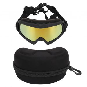 Lunettes De Soleil Pour Grands Chiens, Protection Uv, Coupe-Vent, Anti-Poussiere, Protection Des Yeux, Avec Sangle Reglable, Verres Rouges, Monture Noire - Neuf