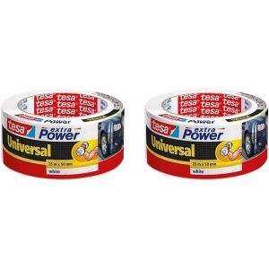 extra Power Universal Ruban Adhésif Toilé pour Réparations,Fixation,Regroupement,Étanchéité ou Emballage Blanc 25 m x 50 mm (Lot de 2) - Neuf