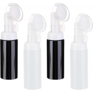 Kal-4pcs Distributeur De Savon En Mousse, 2oz / 60ml Bouteille De Mousse Nettoyante Pour Le Visage Avec Brosse Pour Savon Pour Les Mains, Shampoing, Gel Douche, Blanc/Noir - Neuf
