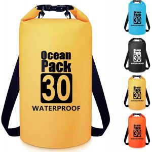 Kalanka-Sac Étanche 5 L/10 L/20 L/30 L Avec Bandoulière Réglable Pour Randonnée, Natation, Rafting, Surf, Cyclisme, Camping, Pêche, Jaune, 30l, Organiseur De Sac - Neuf