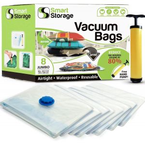 Ensemble de 8 sacs Jumbo de rangement pour aspirateur à vide Sacs d'aspirateur à main avec pompe pour voyage Sacs de rangement pour maison et voyage Sacs à vide s Espace économiseu - Neuf