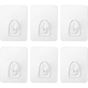 Crochet Adh&eacute;sif Extra fort, 6 pi&egrave;ces Crochet Mural, Auto-adh&eacute;sif Transparent Pratique Clous Adh&eacute;sifs Muraux pour Cuisine Salle de Bain Mur & plafond Suspension, Max 10kg - Neuf