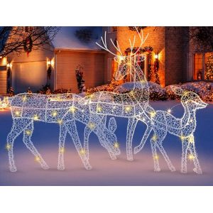 D&eacute;coration de No&euml;l P&egrave;re Cerf avec guirlande lumineuse LED - Neuf