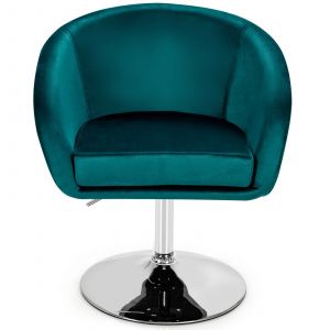 Fauteuil chaise lounge pivotante en velours r&eacute;glable hauteur 72-86 cm confort ergonomique design moderne en velours vert Helloshop26 20_0011269 - Neuf