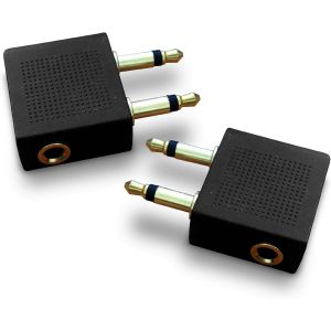 2 Pièces Adaptateurs Pour Casque D¿Avion Plaqué Or - Utilisez Vos Propres Écouteurs Avec Les Systèmes De Divertissement En Vol De L¿Avion - Excellente Qualité Sonore - Neuf