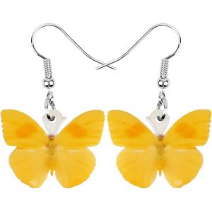 Kal-Boucles D'oreilles Papillon En Acrylique Jaune Pour Femme Filles Bijoux En Goutte D'eau D&eacute;co Papillon Printemps &Eacute;t&eacute; - Neuf