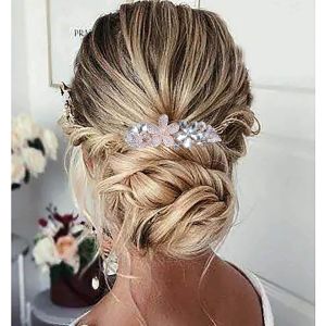 Kalvd-Barrette Fleur Cristal Barrette Strass Pierre Pr&eacute;cieuse Barrette Fleur Or Cristal &Eacute;pingles Cheveux Vintage Cristal Barrette Bling Bling Coiffure Mariage Femmes Et Filles(Cristal Transparent) - Neuf