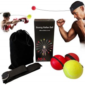 Bandeau De Balles De Réflexe De Boxe - Équipement D'entraînement De Boxe Pour Équipement Mma, Améliore La Vitesse De Frappe, La Précision Et La Coordination ?il-Main (3 Niveaux De Difficulté, 3 Balles - Neuf