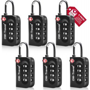 KALANKA-Cadenas TSA pour Valise. Cadenas Code 4 Chiffres Antivol pour Bagages Casier Rangement Tente Camping. TSA Bagages Combinaison USA. Accessoires de Voyage avion. Serrure Valise 6 Noir - Neuf