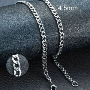 Vnox- Collier Chaîne À Maillons Cubains Pour Hommes,Bijoux Tour De Cou En Acier Inoxydable Couleur Or Noir,Cadeaux Pour Lui-50cm 20inch-4.5mm Silver Nc-163 - Neuf