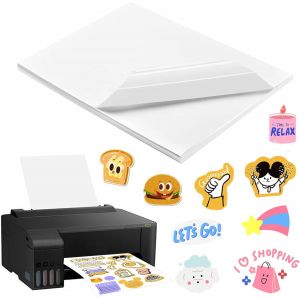 50 Pi&egrave;ces Kit Feuille Transparent Autocollant, Stickers Vinyle Imprimable Pour Imprimante Jet D'encre Et Laser, Papier Collant Transparent - Neuf