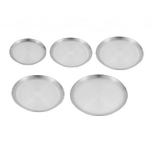 Lot De 5 Assiettes Rondes Reutilisables En Acier Inoxydable Pour La Maison, Le Camping Et L'exterieur - Neuf