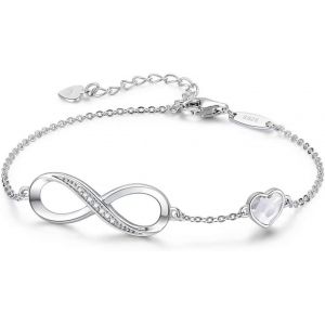 Kalanka-Bracelet Femme Argent 925 Infini, Bracelet D'amour Femme R&eacute;glable, Bijoux Femme Cadeaux No&euml;l Femme Anniversaire F&ecirc;te Des M&egrave;res Cadeau Maman Infinity Heart Bracelets Silver - Neuf